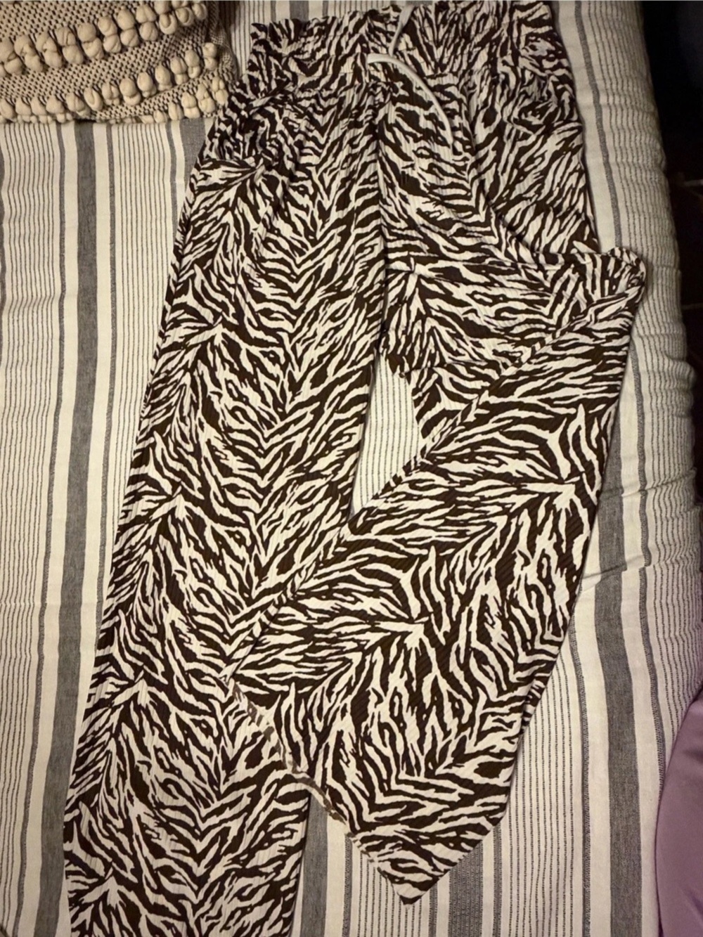 Malibu Chocolate Zebra Drawstring Wide Leg Pant Wide Leg Pants